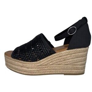 Ana Womens Size 9 Sandals Shoes Wedge Woven Espadrille Platform Lisa Black New